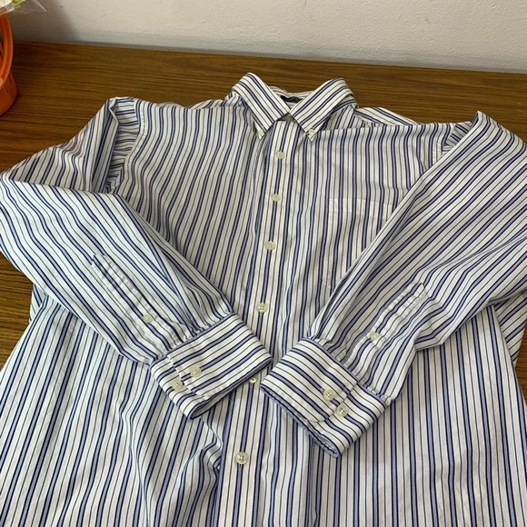 Chaps Mens Long Sleeve Dress Shirt 17 Classic Fit Wrinkle Free Blue Stripe. G 27 - Picture 5 of 8